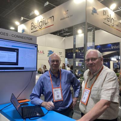Christian Begaux et Patrick Lacroix sur le stand belge au Vivatech 2022